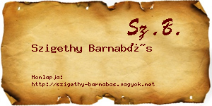 Szigethy Barnabás névjegykártya